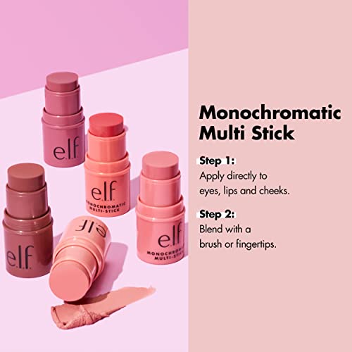 e.l.f. Monochromatic Multi Stick, Luxuriously Creamy & Blendable Color, For Eyes, Lips & Cheeks, Dazzling Peony, 0.17 Oz