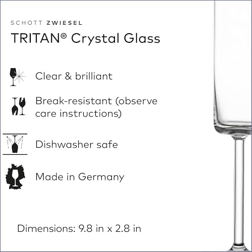 SCHOTT ZWIESEL Modo Champagne Glass (Set of 4), Champagne Glasses with Effervescent Point, Dishwasher-Safe Tritan Crystal ...