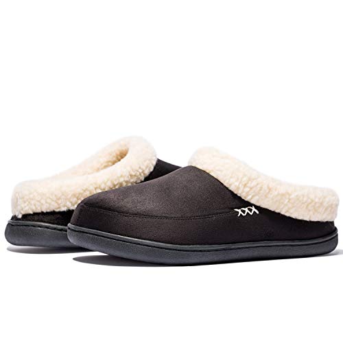 NewDenBer Women's Cozy Memory Foam Slippers Suede Fuzzy Plush Fleece Lined Slip On Indoor Outdoor House Shoes