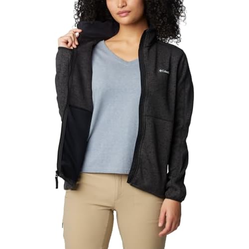 Columbia Womens Sweater Weather II Full Zip Fleece Jacket, Black Heather, Medium