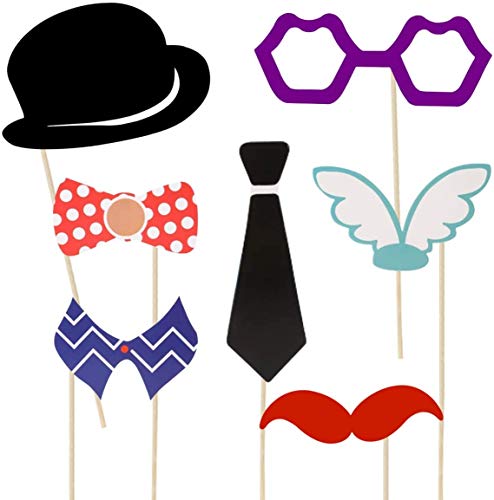Kissral Funny Selfie Props, 89 Pieces with Sticks - Costume Dress Up Accessories for Southwestern, Carnival, Wedding, Birt...
