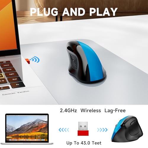 memzuoix Ergonomic Mouse Wireless,2.4G Optical Cordless Mice with 800/1200/1600 DPI,Vertical Computer Wireless Mouse for L...