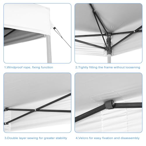10×10 Canopy Replacement Top Cover, Pop Up Canopy Tent Cover for Straight Leg Frame, Waterproof Canopy Top with Windproof ...