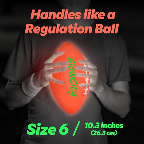 GlowCity Glow in The Dark Football - Size 3/6 Light Up Ball Gifts for Kids, Teens & Adults - Bright Football for Night Out...