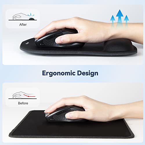 TECKNET Mouse Pad with Wrist Support, Ergonomic Gaming Mouse Pad Pain Relief, Portable Comfortable Mousepad for Computer, ...