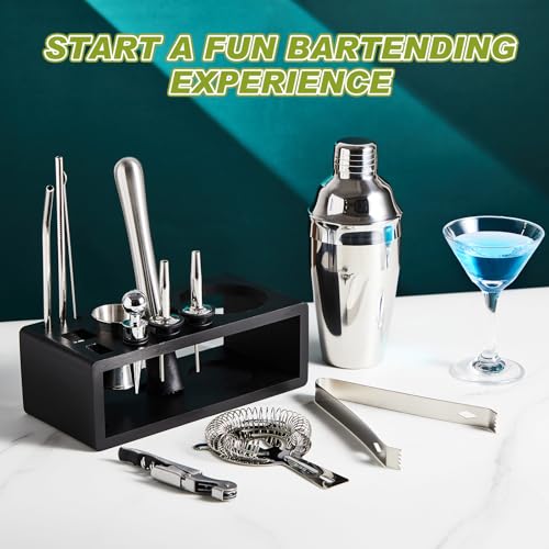 Mifoci 23 Pcs Bartender Supplies Kit Garnish Tray for Bartenders with Bar Caddy 3 Tier Salt Rimmer 13 Pcs Cocktail Shaker ...