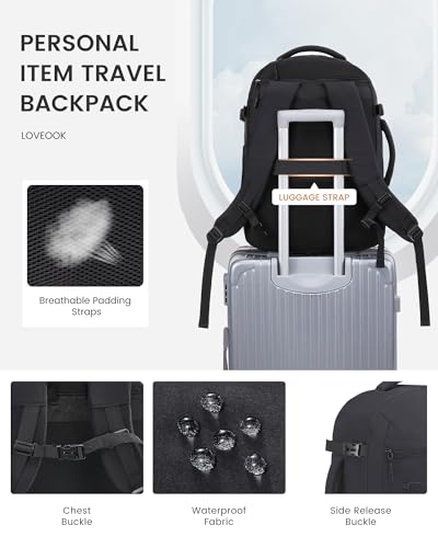 LOVEVOOK Travel Backpack,50L Carry On Backpack Large Fits 18" Laptop,TSA Personal Item Travel Bag with 3 Packing Cubes,Wat...