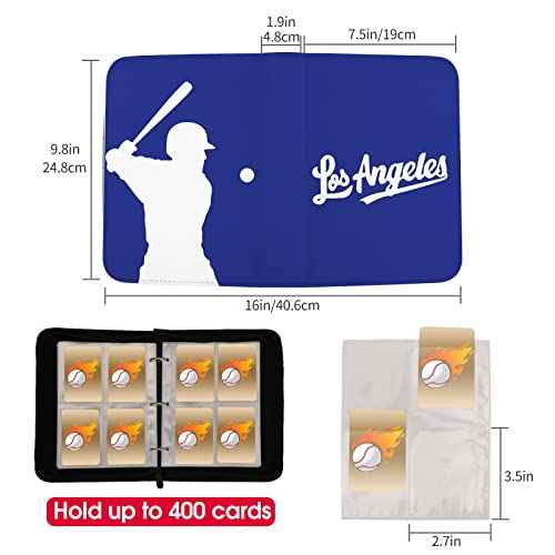 Baseball Card Binder With Sleeves 400 Pocket, Los Angeles Card Holder for Trading Cards, Collector Album Sports 3 Ring Binder Storage Book Folder Organizer for Kids Gift
