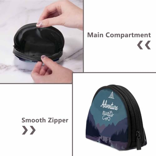 IBILIU Small Coin Purse Kayak In A Mountain Lake At Night Camping Activity Lifestyle Words Mini Wallet Coin Pouch Change P...