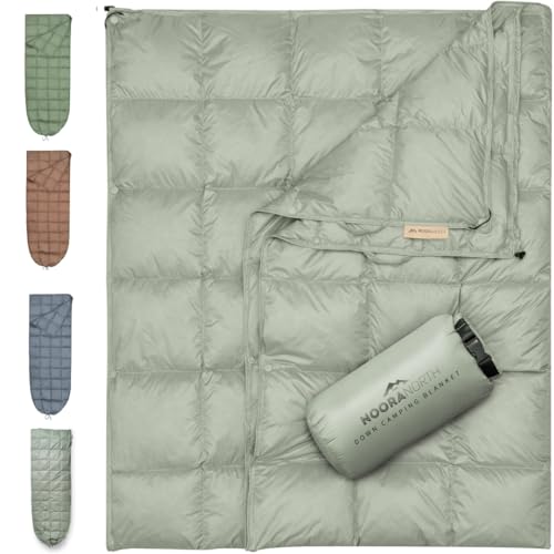 Noora North Down Camping Blanket with Footbox – Lightweight, Packable, Water Resistant Backpacking Quilt & Warm Puffy Comp...