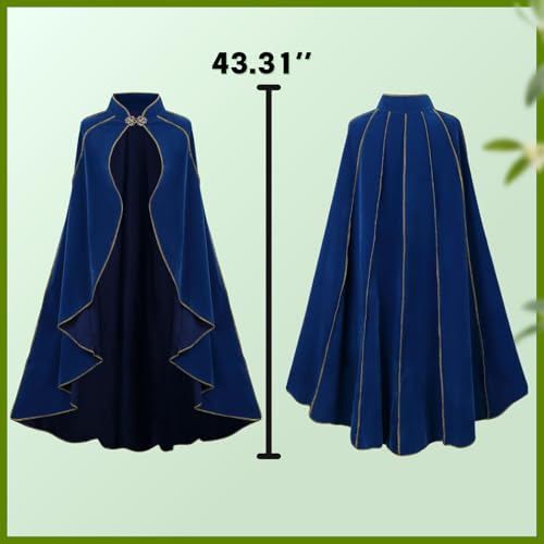 TOONRAIN Women's Medieval Style Cape with Hooded Warm Decorated for Cosplay Party & Daily Wear