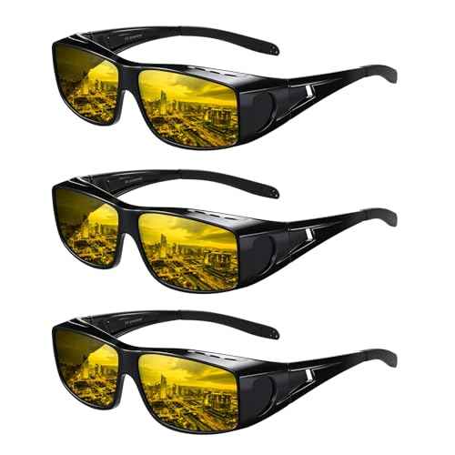 Wzerry Night Vision Glasses for Driving Polarized Nighttime Yellow Glasses Fit Over Glasses for Men Women