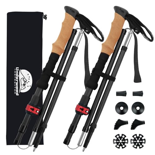 Carbon Fiber Trekking Poles - Lightweight Collapsible Hiking Poles, 2 PCS Nordic Hiking Sticks for Travel, Backpacking Wal...