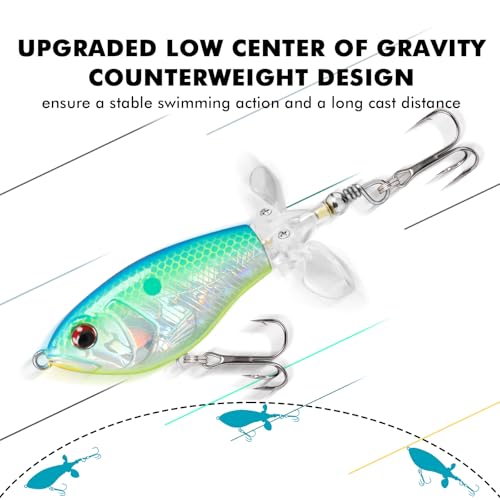 TRUSCEND Top Water Fishing Lures with BKK Hooks, Easy Catch Plopper Lure for Freshwater or Saltwater, Floating Lures for B...