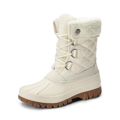 DREAM PAIRS Womens Winter Snow Duck Boots,Waterproof Mid Calf Anti-slip Stability Lace Up Faux Fur Lining Warm Cozy Boots ...