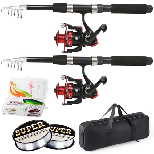 Tripquips Fishing Rod, 6.9ft 2Pcs Telescopic Fishing Rods Set, Carbon Fiber Fishing Pole, 2PCS Spinning Rod and Reel Combo...