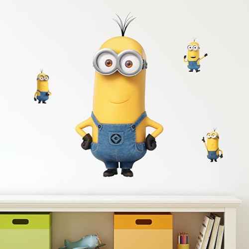 Despicable Me Minions Kevin Wall Decals - Set of 4 Vinyl Wall Stickers Bedroom Decorations - Peel and Stick Room Decor