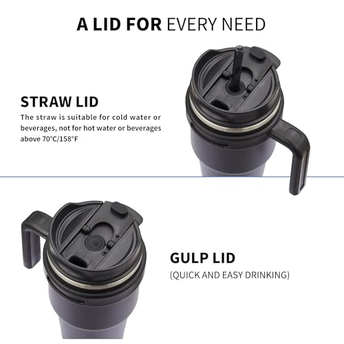 ALOUFEA 20 oz Insulated Coffee Mug Tumbler with Handle, Stainless Steel Travel Mug Tumbler with Lid and Straw,Double Wall ...