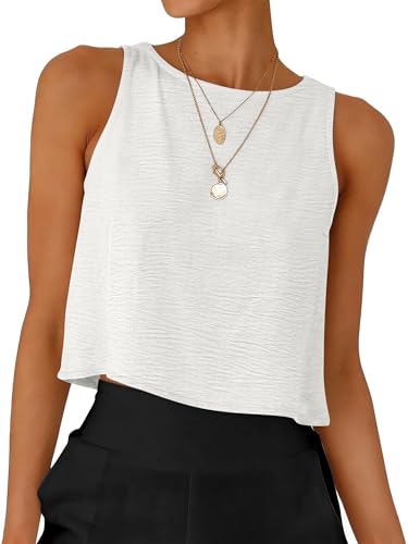 ANRABESS Women Crop Tank Tops High Neck Sleeveless Linen Shirts 2026 Summer Outfits Casual Blouse Beach Vacation Clothes