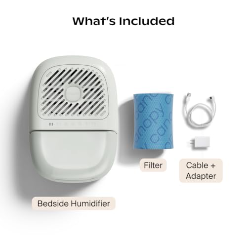 Canopy Bedside Humidifier 2.0, White, 36 HR Run Time, 2.5L Capacity - Reading Light & White Noise - Alleviate Symptoms of ...