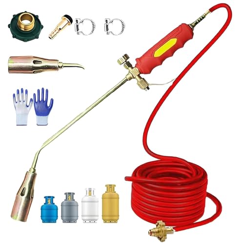 Portable Propane Torch Weed Burner Kit,Propane Flame Thrower with Hose,Electric Weed Burner,Thermal Weeder & BBQ Lighter,F...