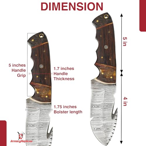 Armory Replicas Barbarian's Edge Hook Knife with Ram Horn and Wooden Handle - Premium Hunting, Skinning, and Outdoor Survi...