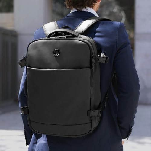 Traveler's Choice Markham 27L Backpack, Expandable, Business, Travel, Work, Office, Camping, Hunting, Fishing, Black, Large