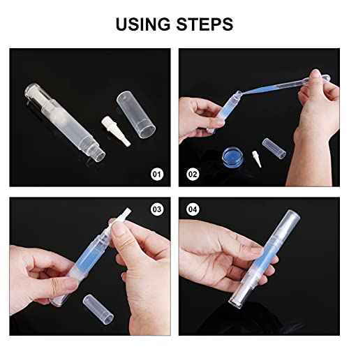 5 pack 5ml Transparent Twist Pen for Cuticle Oil Applicator, Empty Nail Oil Pen with Brush Tip, Eyelash Growth Liquid Tube, Cosmetic Lip Gloss Container (5x)