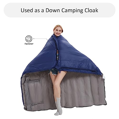 OMVMO 0-20 Degrees F Down Sleeping Bag for Adults - 4 Season Envelope With Arm Holes, Wearable for Backpacking Camping - U...