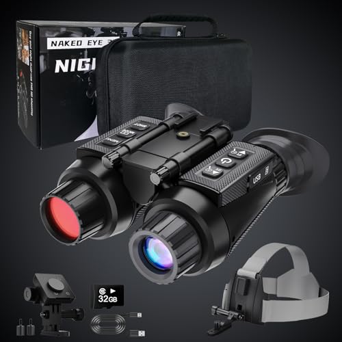 GOYOJO 4K Head-Mounted Night Vision Goggles & Binoculars for Adults – Infrared NVG with Manual Focus & 8X Digital Zoom for...