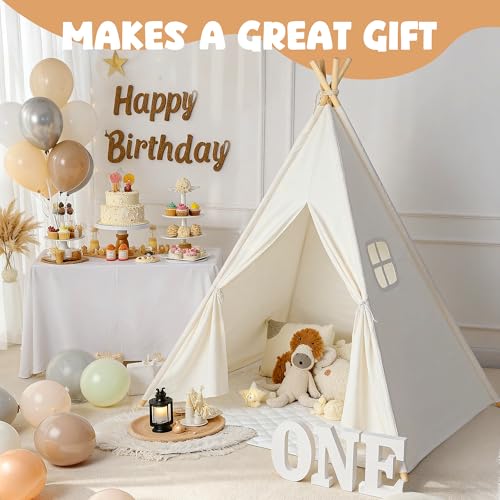 Kids Teepee Tent for Kids, Kid Play Tents for Girls & Boys, Gifts Playhouse for Indoor Outdoor Games, Toddler Toys House f...