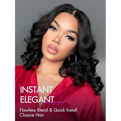 LUVME 13x4 Loose Wave Lace Frontal - 100% Human Hair, HD Transparent Lace, 150% Natural Black, 14 Inch