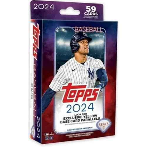 Topps 2024 Baseball Trading Cards, 59 Cards, Series 2 Hanger Pack, Navy/Red/White