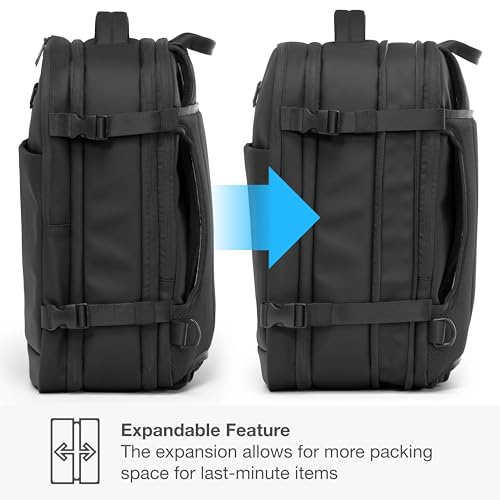 Traveler's Choice Markham 27L Backpack, Expandable, Business, Travel, Work, Office, Camping, Hunting, Fishing, Black, Large
