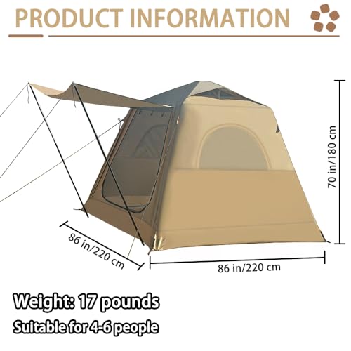 HipierFx Camping Inflatable Tent with Pump 4 Person Easy Set up Glamping House with Mesh Waterproof Family Air Blow Up Tents
