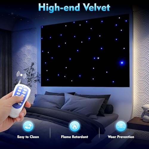 FFIHAKL LED Star Curtain Backdrop Light, 50/60HZ Stage Backdrops Starry Sky Cloth Background with DMX Control, for Wedding...