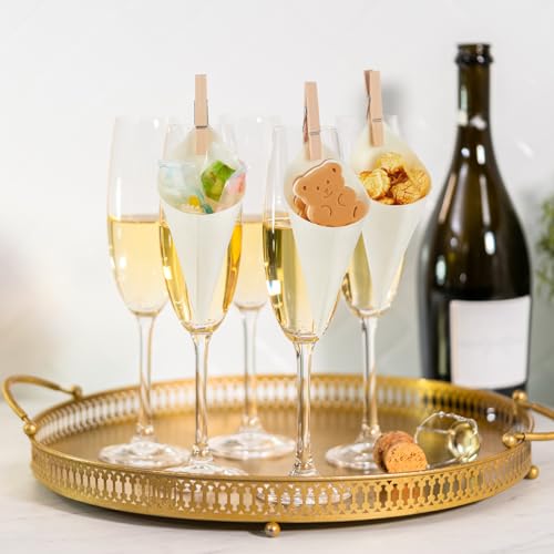 Yookeer 200 Pcs 5 Inch Disposable Wood Cones with 200 Pcs Mini Clips, Disposable Wine Champagne Glass Charcuterie Toppers ...