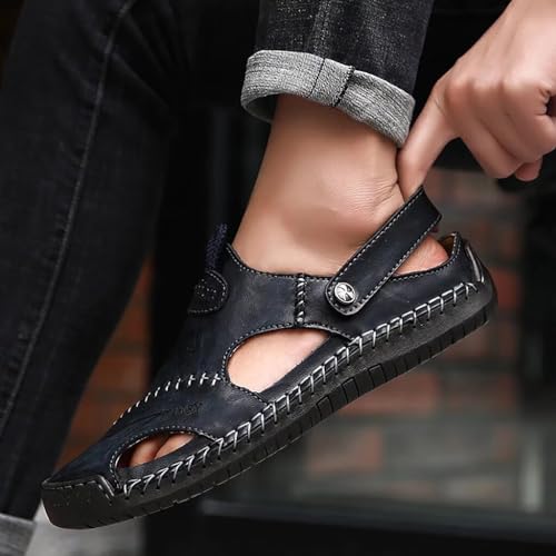 NANXIN&LOVE Mens Casual Leather Sandals Summer Beach Slipper Mens Comfort Outdoor Shoes Fashion Lightweight Trail Water Sa...
