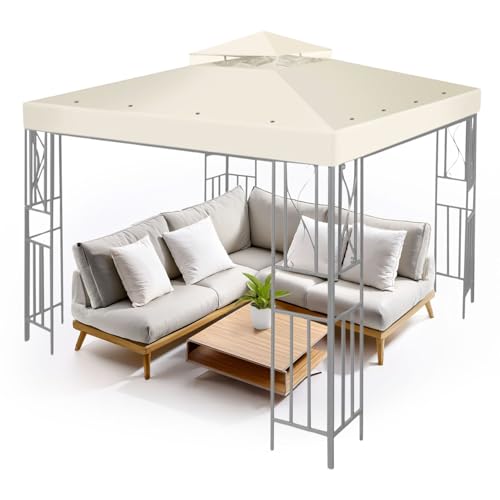 Flexzion Gazebo Cover Replacement Canopy Top 12x12 Ft (3.6m x 3.6m) - Double Tier Top Canopy Cover Replacement with UV30+,...