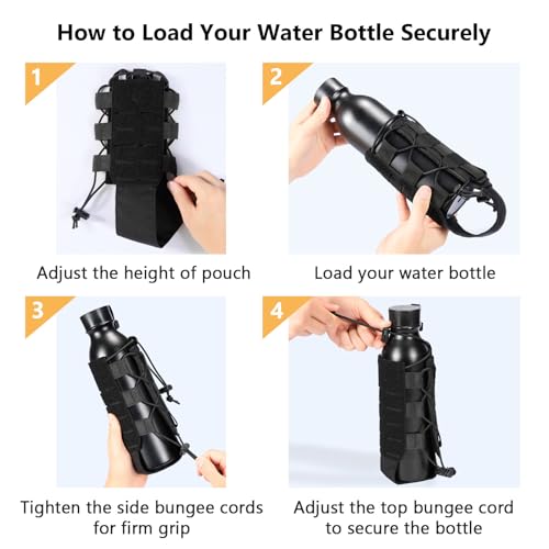 VISIONTAC Tactical MOLLE Pouch Water Bottle Holder with Shoulder Strap Modular Bag for Outdoor Hiking Camping Hunting Fish...