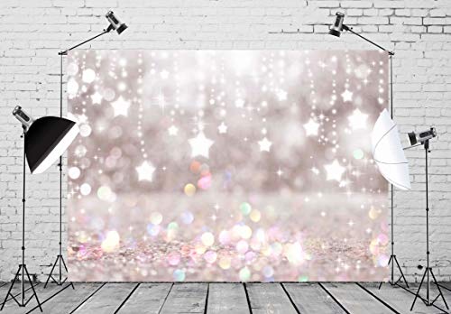 BELECO 8x6ft Fabric Bokeh Backdrop Abstract Holidays Twinkle Lights on Background Sequin Spot Phtography Backdrop for Part...
