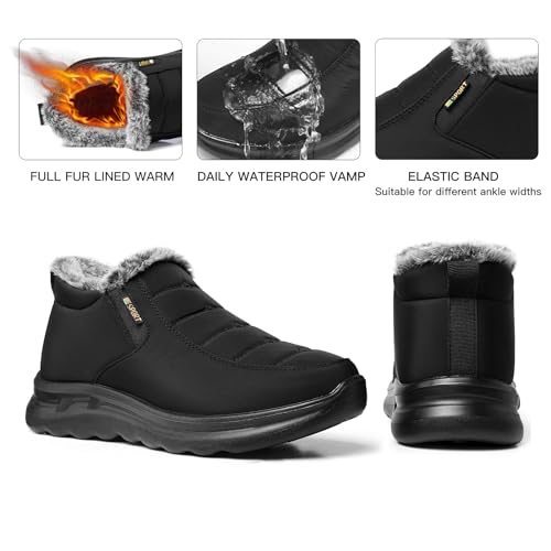 TEMOFON Womens Winter Snow Boots Warm Fur Lined Booties Waterproof Outdoor Shoes Comfortable Slip On Ankle Boot