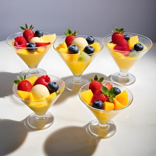 25 Pack Disposable Plastic Martini Glasses 5oz, Sturdy Mini Cocktail Cups for Champagne, Wine, Ice Cream, Unbreakable Clea...