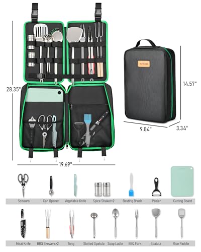 FANGSUN Camping Cooking Utensils, 16 PCS Portable Camping Kitchen Set with Grill Accessories, Camp Gifts for Men Dad, New ...