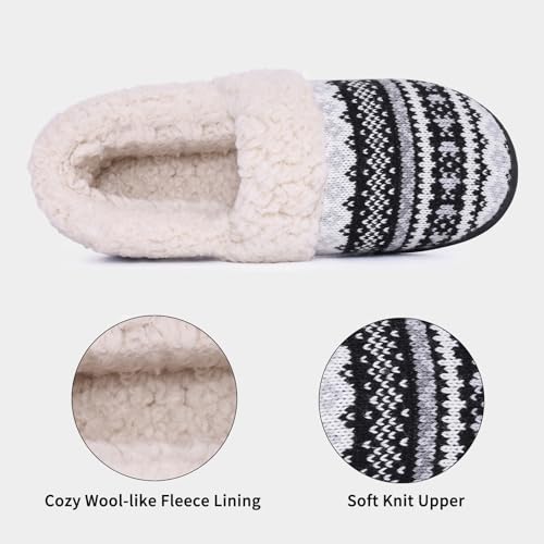 Evshine Women's Fuzzy Memory Foam Slippers, Closed Back Knit Bedroom Slippers, Slip-On Warm House Shoes for Indoor & Outdo...