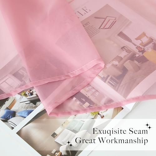 NICETOWN Pink Bed Canopy for Nursery - Decorative Soft Voile Sheer Window Scarf DIY Ascot Top Bed Scarf Drapes for Girls/K...