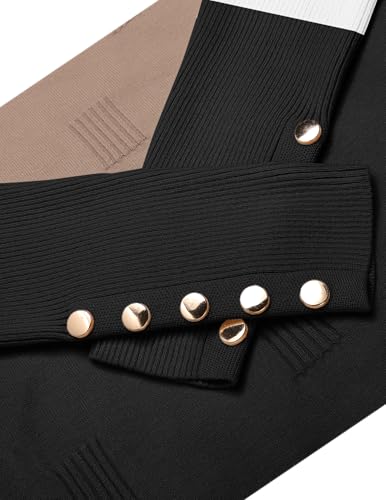 Zeagoo Womens V Neck Sweaters Shirts Long Sleeve Lightweight Ribbed Knit Pullover Sweater Blouse Tops with Buttons Oufits