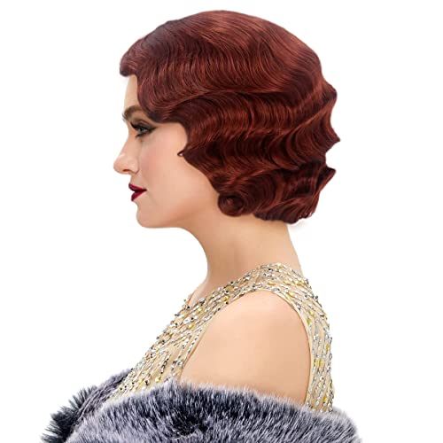STfantasy 20S Finger Wave Wig Flapper Curly Synthetic Hair for Women 1920s Cosplay Costume Halloween Party Daily Everyday ...