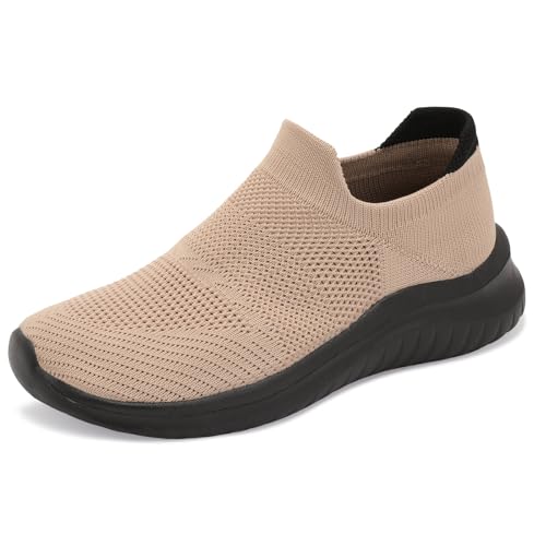 Womens Walking Shoes Mesh Casual Fashion Slip On Lightweight Breathable Sock Shoes Non-Slip Workout Hiking Sneakers