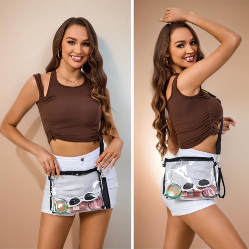 Bagenius Clear Purse Stadium Approved, Clear Bag with Removable Straps, Coin Purse for Work Stadium Events and Concert